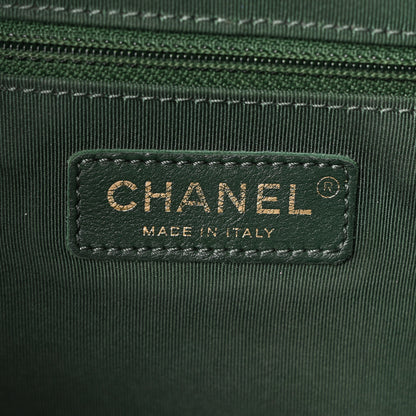 Chanel Calfskin Stitched Large Button Up Hobo Dark Green 6 of 10