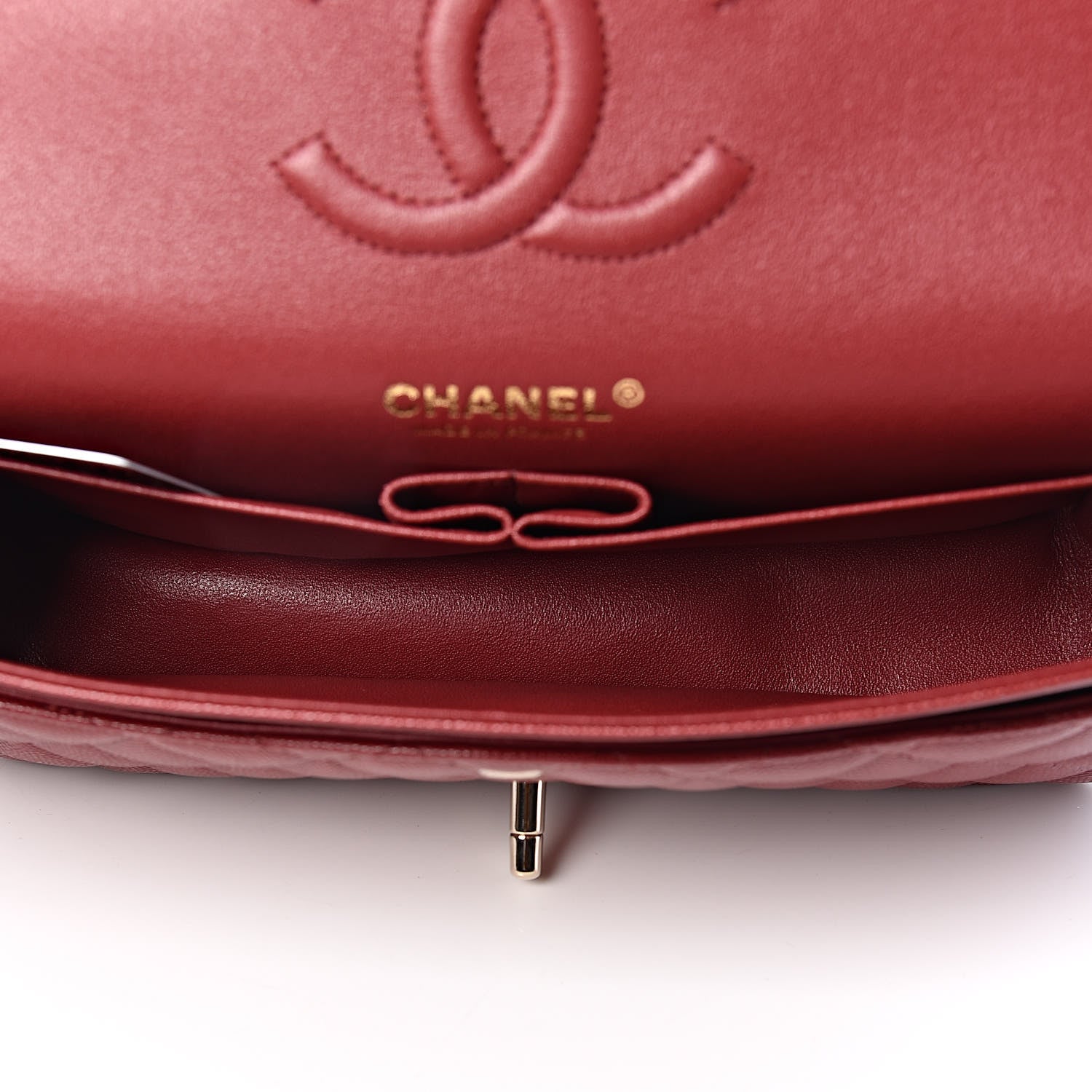 Chanel Caviar Quilted Medium Double Flap Dark Red 7 of 10