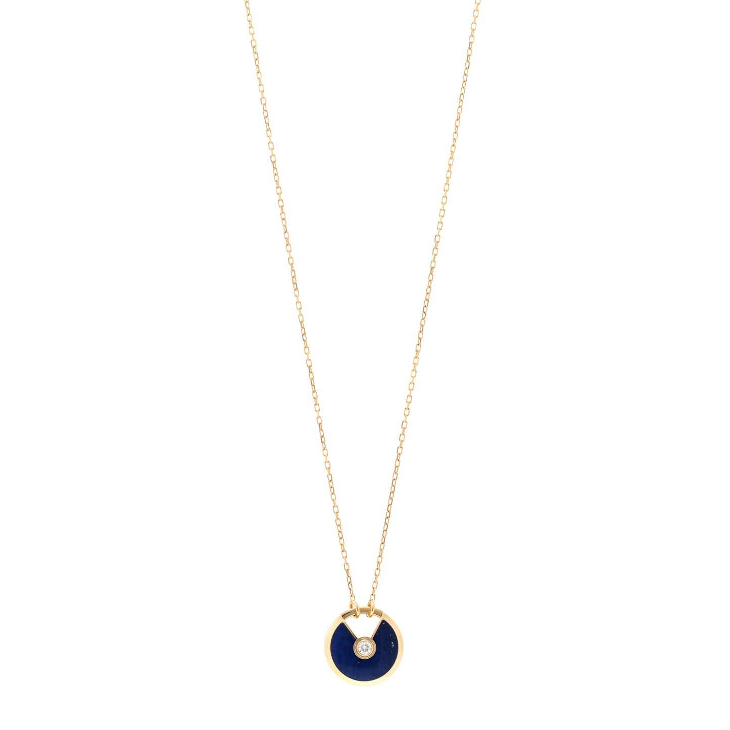 18K Yellow Gold Diamond Lapis Lazuli SM Amulette de Cartier Pendant Necklace