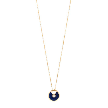 Cartier 18K Yellow Gold Diamond Lapis Lazuli SM Amulette de Cartier Pendant Necklace 1 of 4