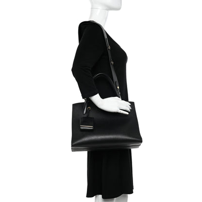 Prada Saffiano Cuir Calfskin Medium Monochrome Top Handle Tote Black 2 of 9