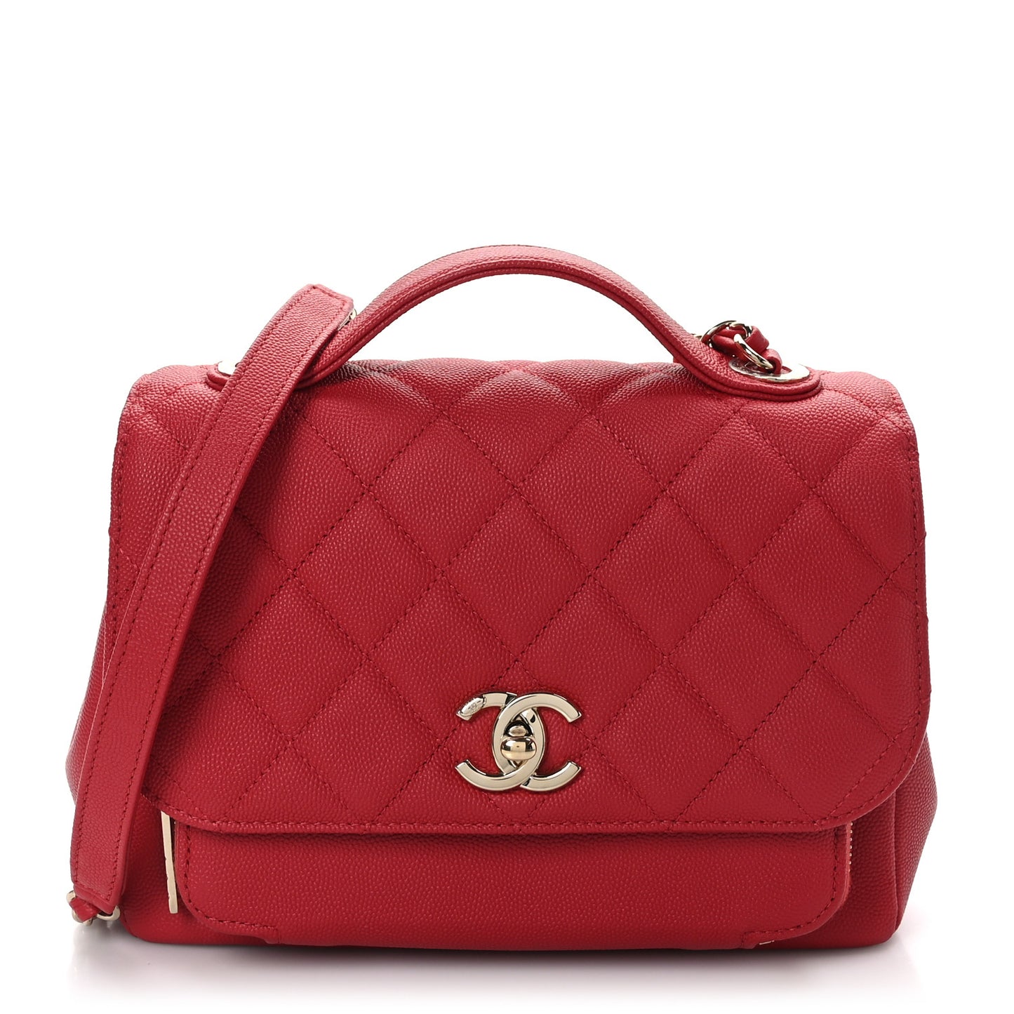 Caviar Quilted Medium Business Affinity Flap Red