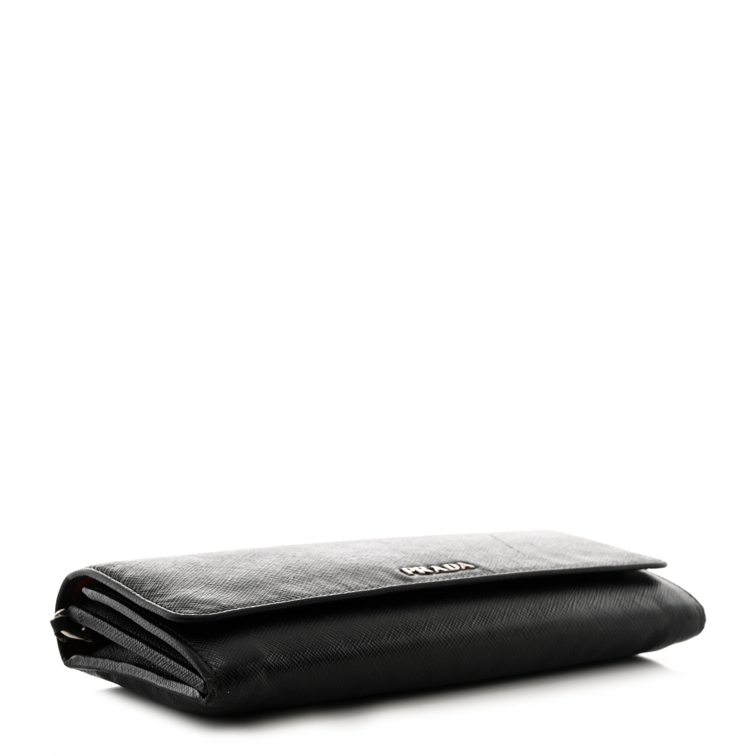 Prada Saffiano Bi-Color Wallet On Chain Black Fuoco 4 of 9