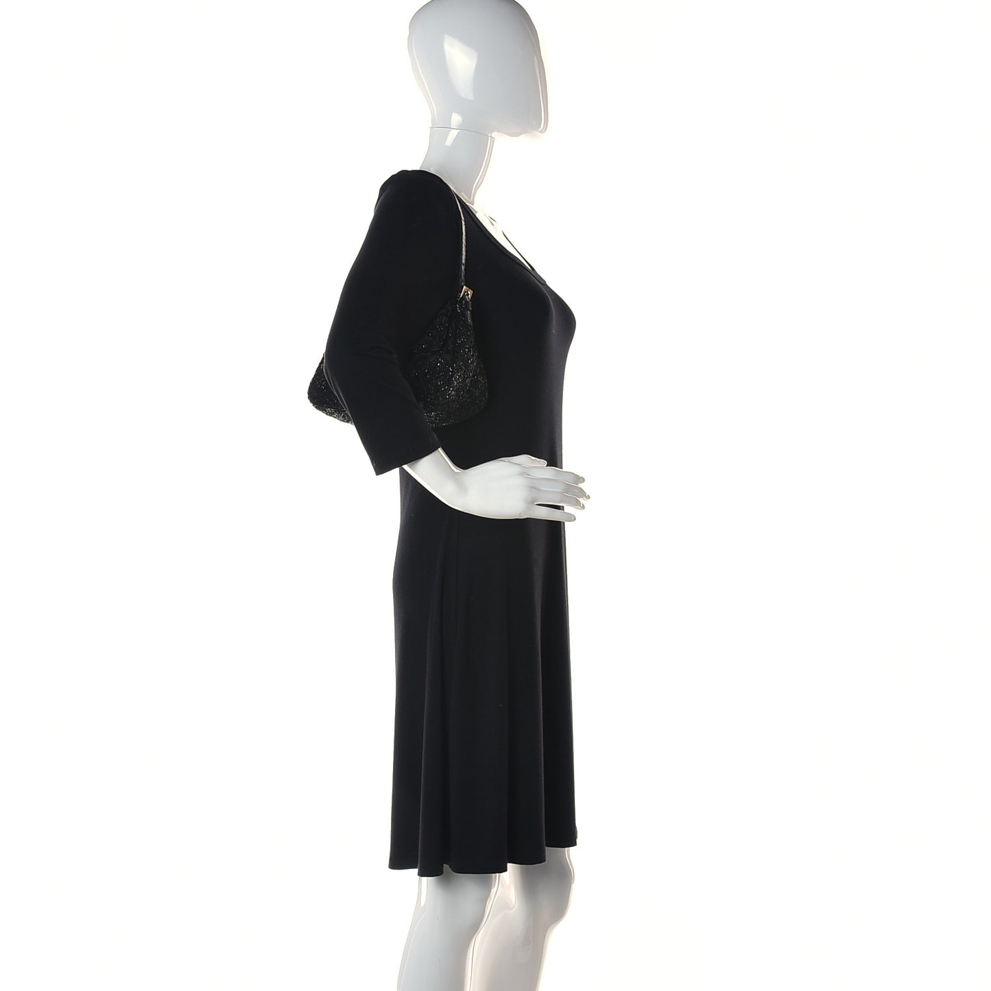 Lizard Beaded Mini Mama Baguette Black