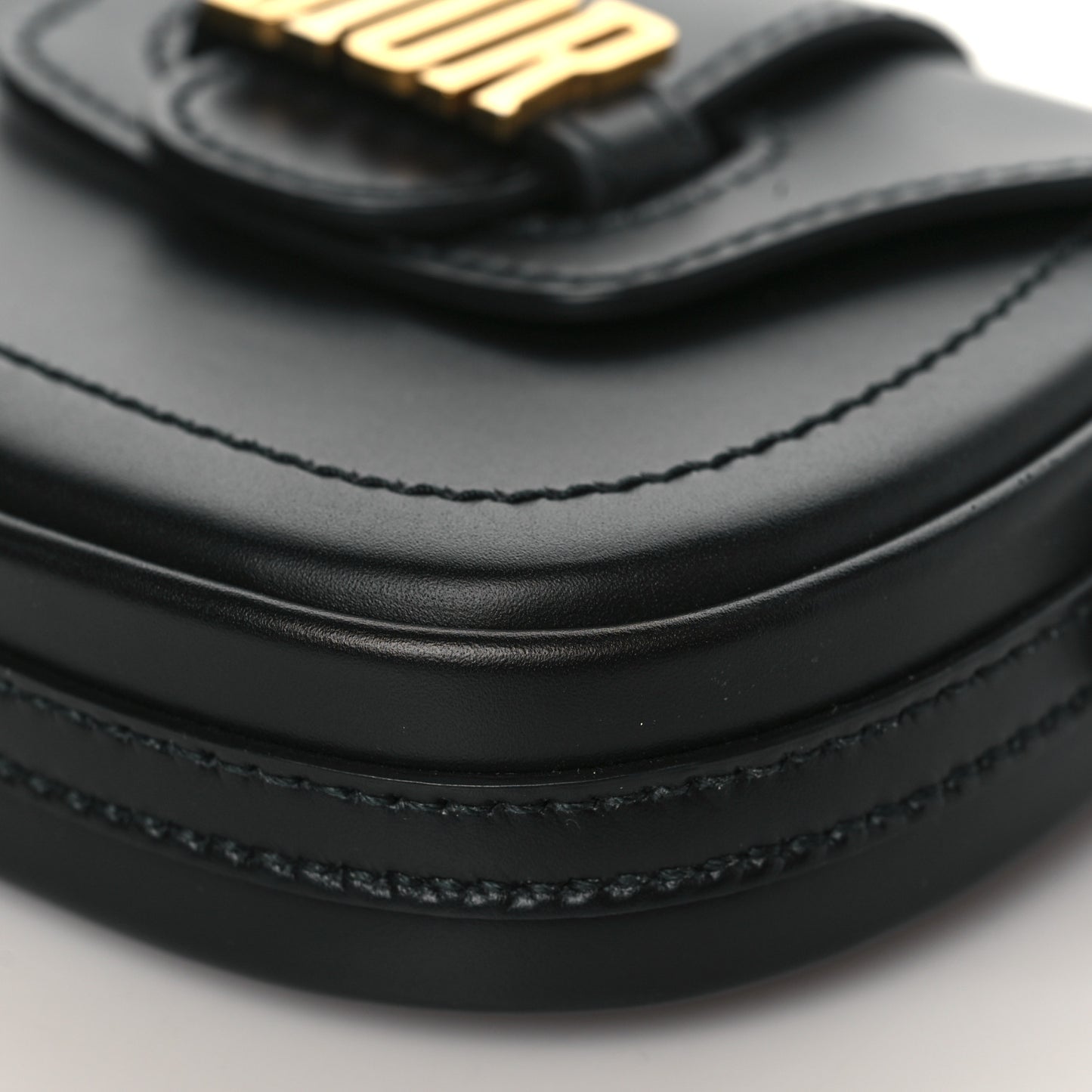Calfskin Mini D Fence Saddle Bag Black