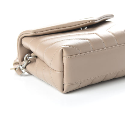 Saint Laurent Calfskin Y Quilted Monogram Toy Loulou Crossbody Bag Dusty Grey 6 of 10