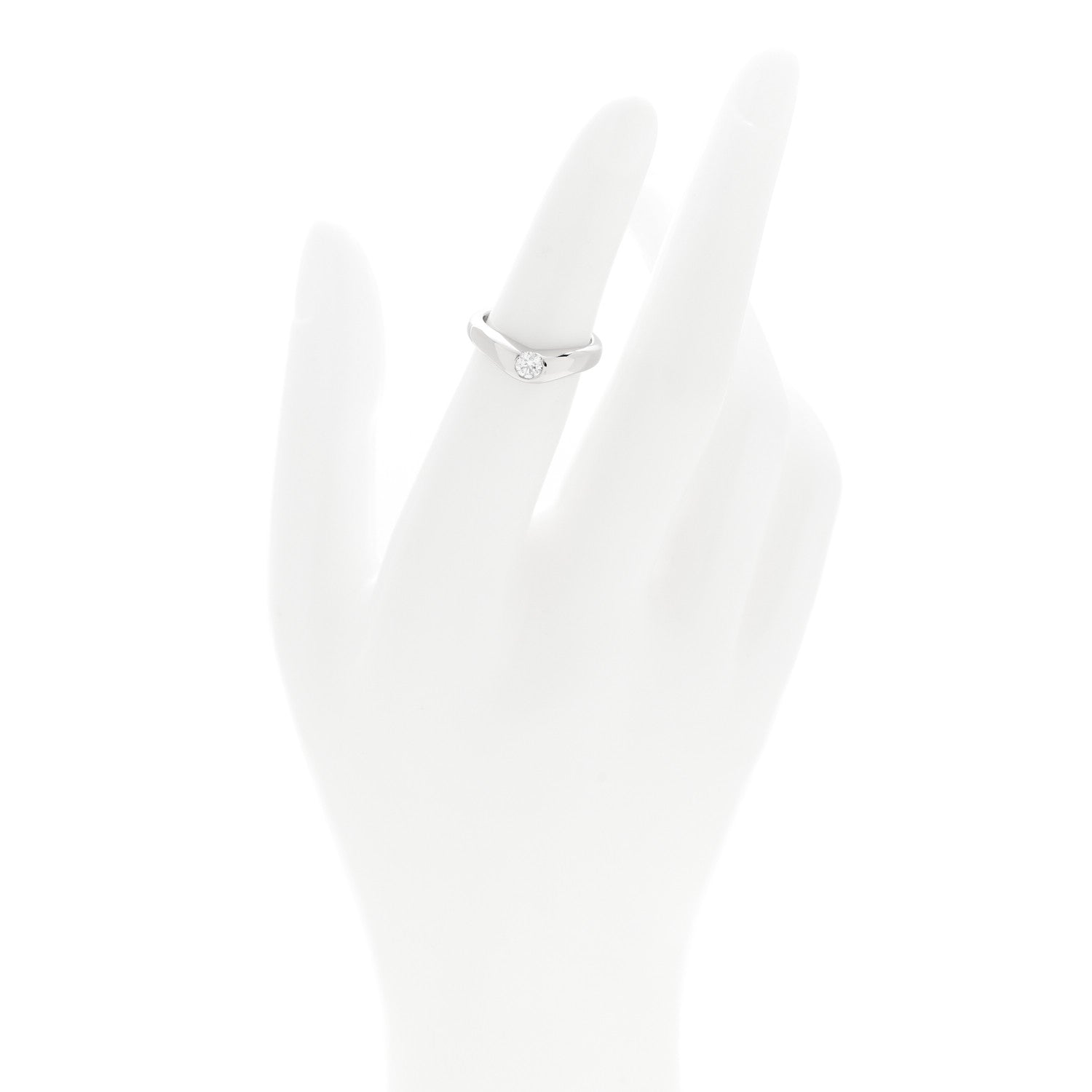 Tiffany Platinum Diamond Elsa Peretti Curved Band Ring 47 4.25 2 of 5