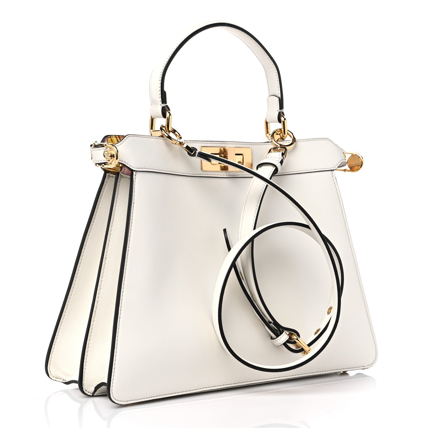 Fendi X VERSACE Vitello Seta Nappa Fendace FF Baroque Medium Peekaboo I SEE U Satchel White Ice 4 of 10