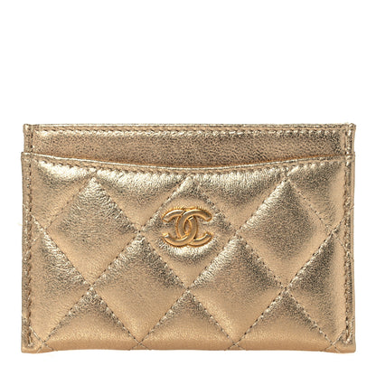 Chanel Metallic Lambskin Quilted CC Card Holder Gold 1 of 10