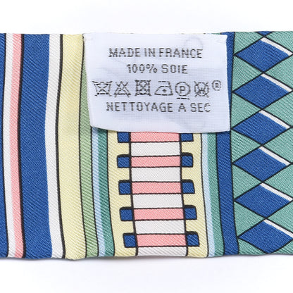 Hermes Silk Voltes Et Pirouettes Twilly Bleu Ciel Vert Jaune 2 of 4