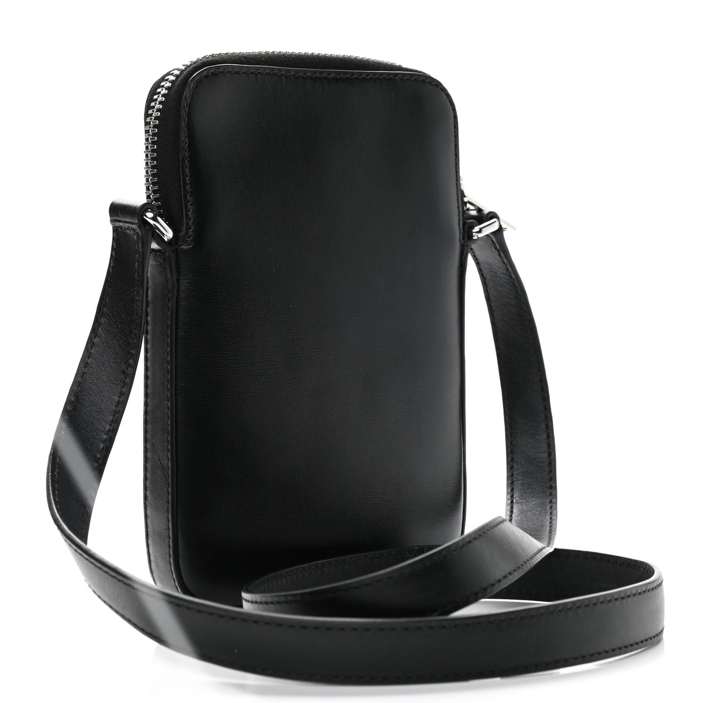 Textured Calfskin Scout Crossbody Pouch Black
