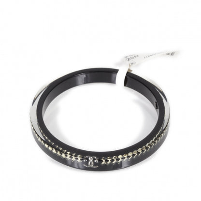 Chanel Resin Crystal Baguette Bracelet Black 11P 1 of 6