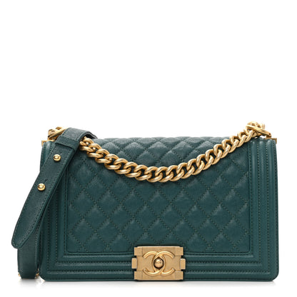 Chanel Caviar Quilted Medium Boy Flap Dark Green 1 of 9