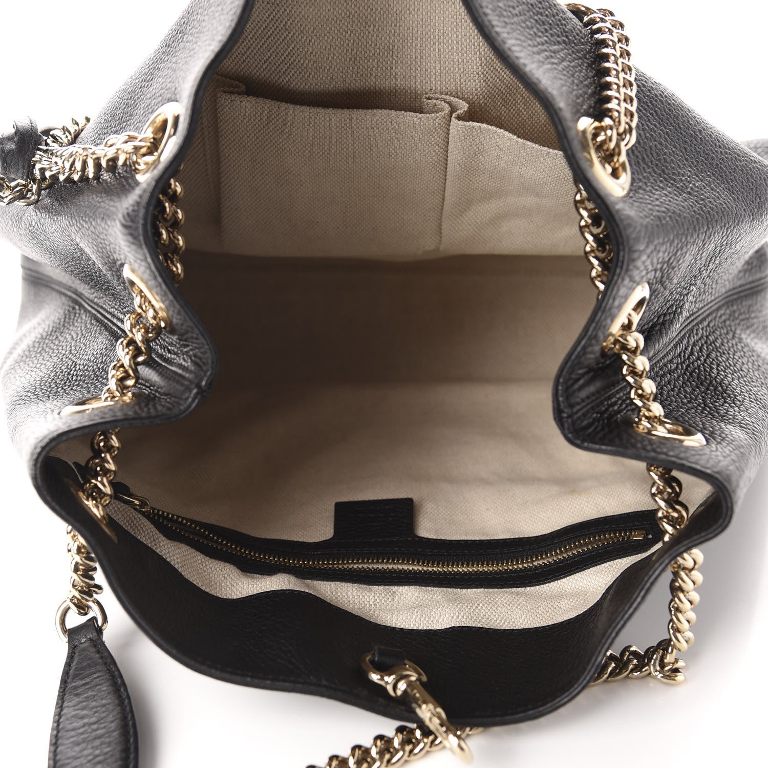 Gucci Pebbled Calfskin Medium Soho Chain Shoulder Bag Black 5 of 10