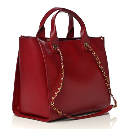 Chanel Caviar Small Studded Deauville Tote Red 2 of 12
