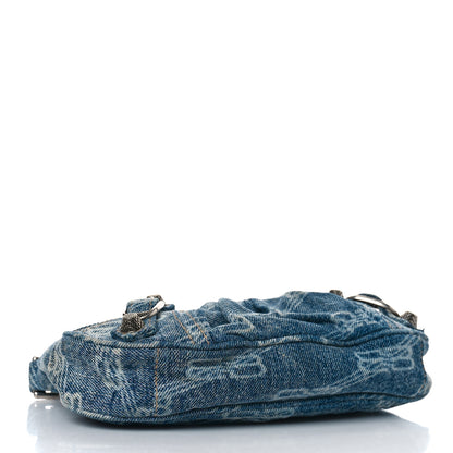 Balenciaga Bleached Denim BB Monogram Le Cagole Mini Purse With Chain Blue 3 of 7