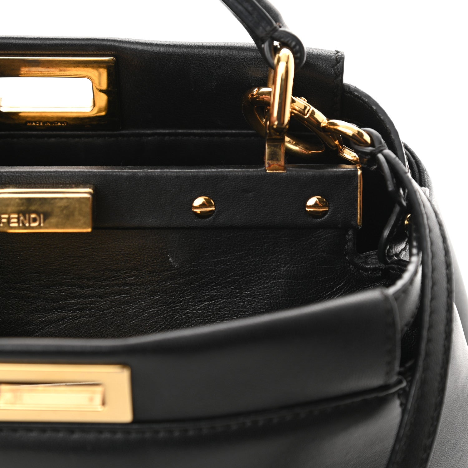 Fendi Nappa Mini Peekaboo Iconic Satchel Black 12 of 14