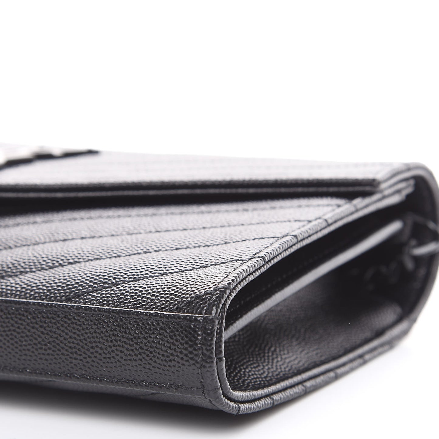 Grain De Poudre Matelasse Chevron Monogram Chain Wallet Black
