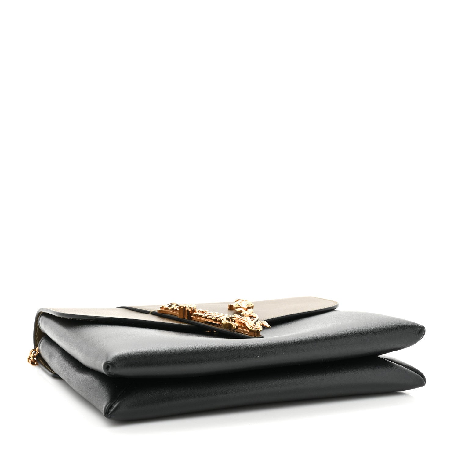 Versace Vitello Virtus Chain Clutch Black Khaki 4 of 12