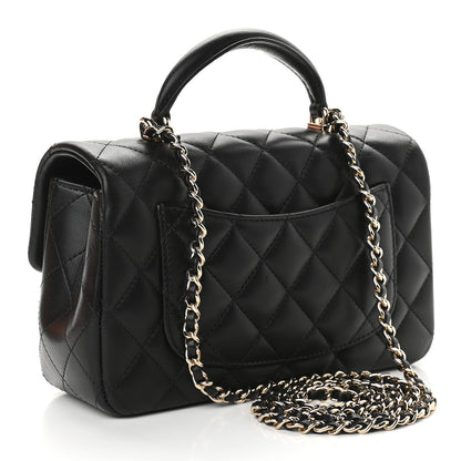 Chanel Lambskin Quilted Mini Top Handle Rectangular Flap Black 2 of 8