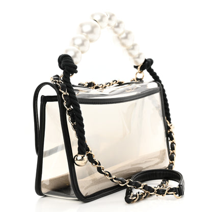 Chanel Lambskin PVC Sand By The Sea Flap With Pearl Strap Black 3 of 10