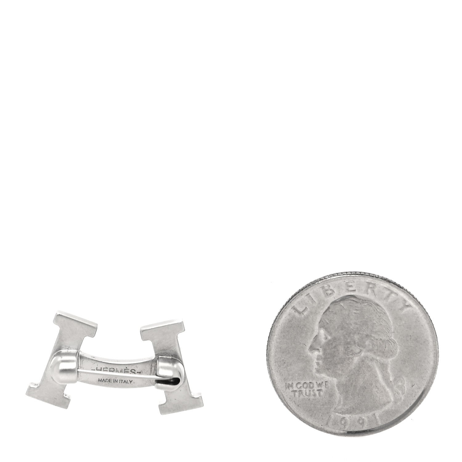 Hermes Palladium Smile H Brooch 2 of 3