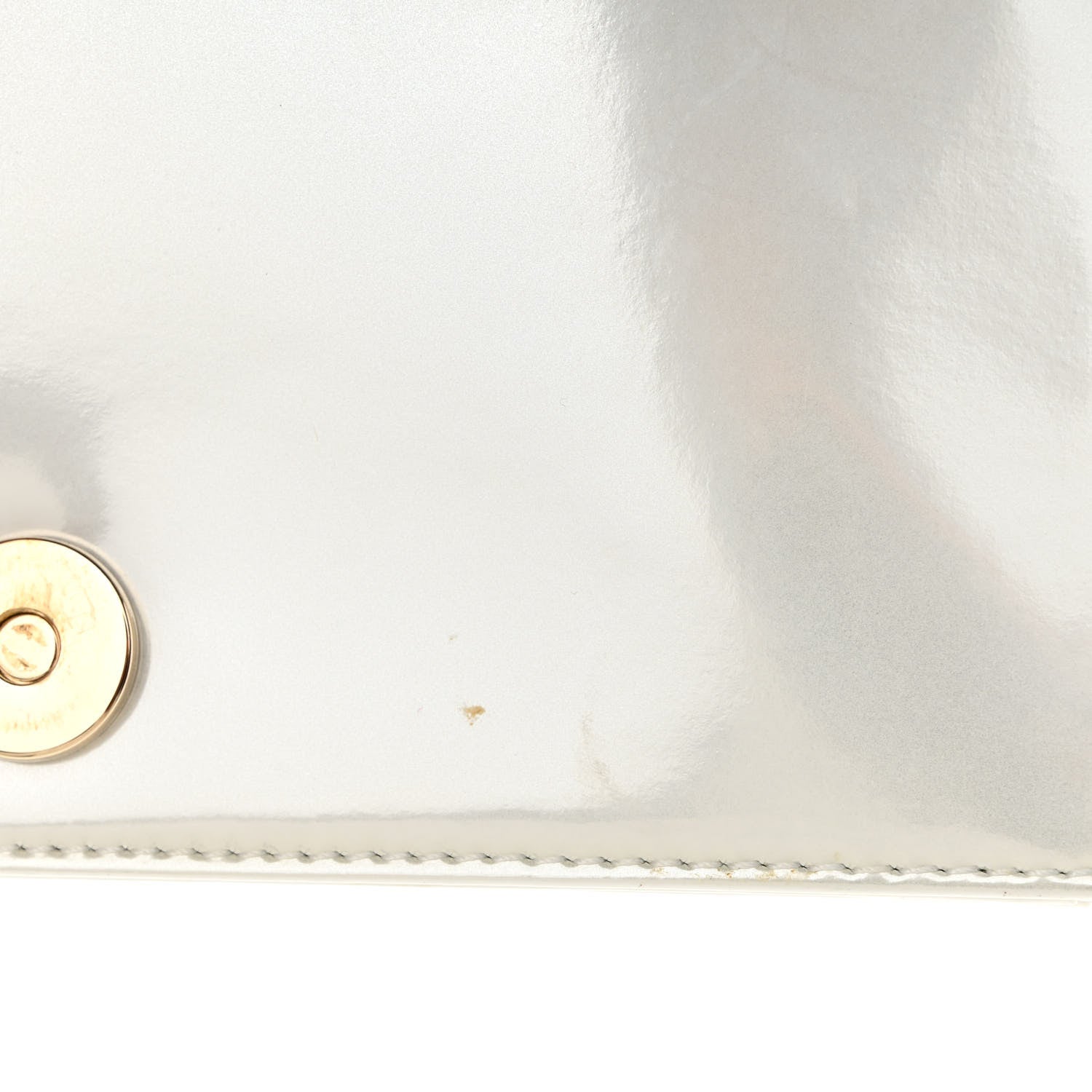 Christian Dior Patent Micro-Cannage Diorama Wallet on Chain Pouch White 11 of 11