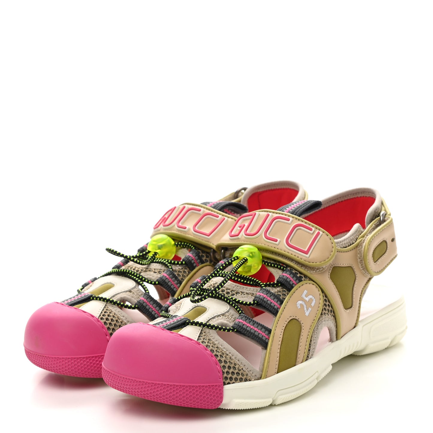 Mesh Fabric Tinsel Sport Sandals 37 Loess Sand Box Pink