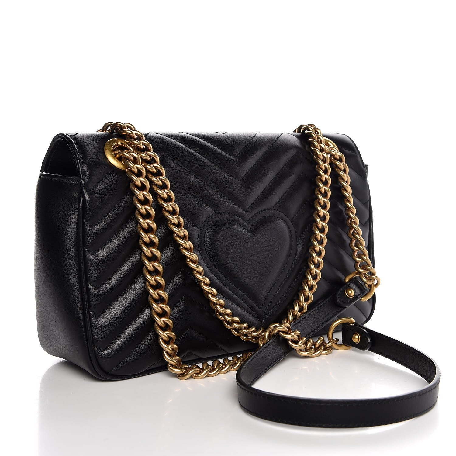 Gucci Calfskin Matelasse Small GG Marmont Shoulder Bag Black 3 of 6
