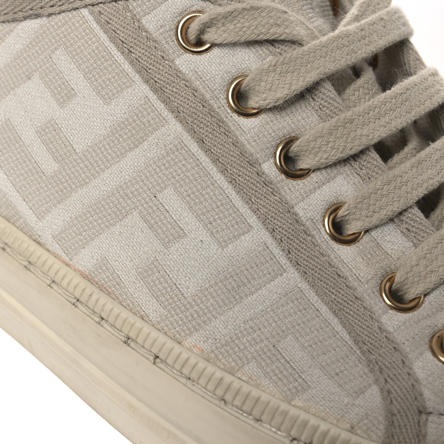 Fendi Woven Fabric FF Womens Domino Low Top Sneakers 39 White Beige 13 of 14