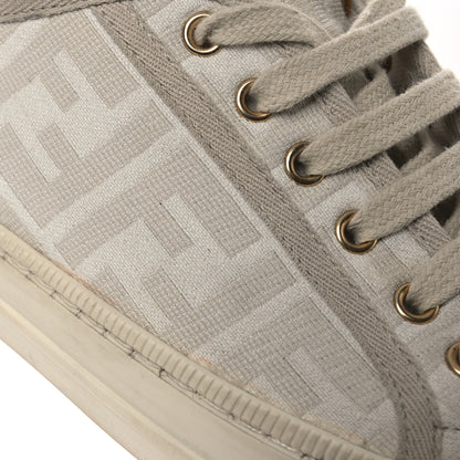 Fendi Woven Fabric FF Womens Domino Low Top Sneakers 39 White Beige 13 of 14