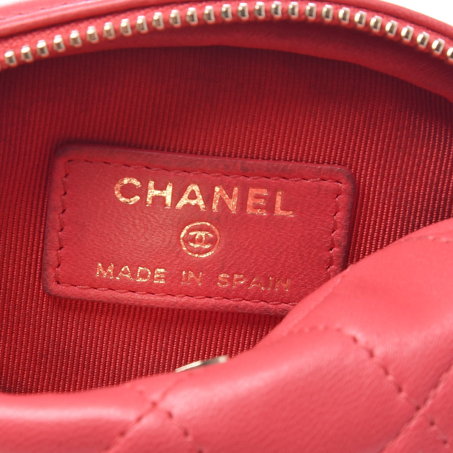 Lambskin Quilted Zip Around Classic Coin Purse Coral