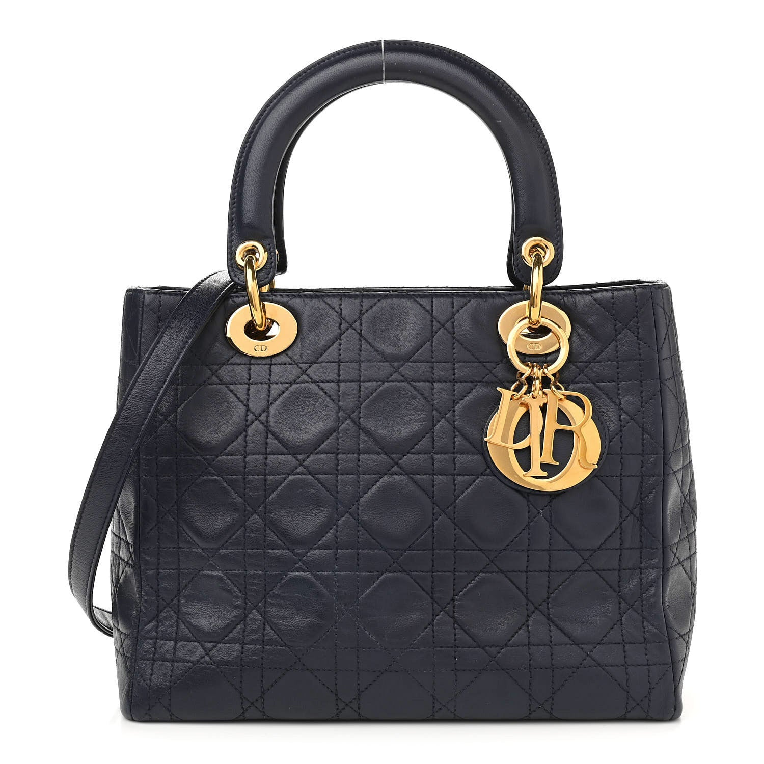 Christian Dior Lambskin Cannage Medium Lady Dior Navy Blue 1 of 10