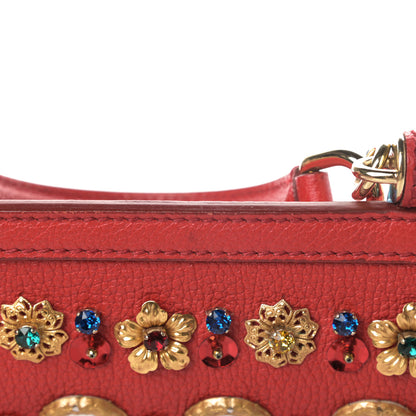Dolce & Gabbana Calfskin Embellished Medium Miss Sicily Satchel Red 13 of 15