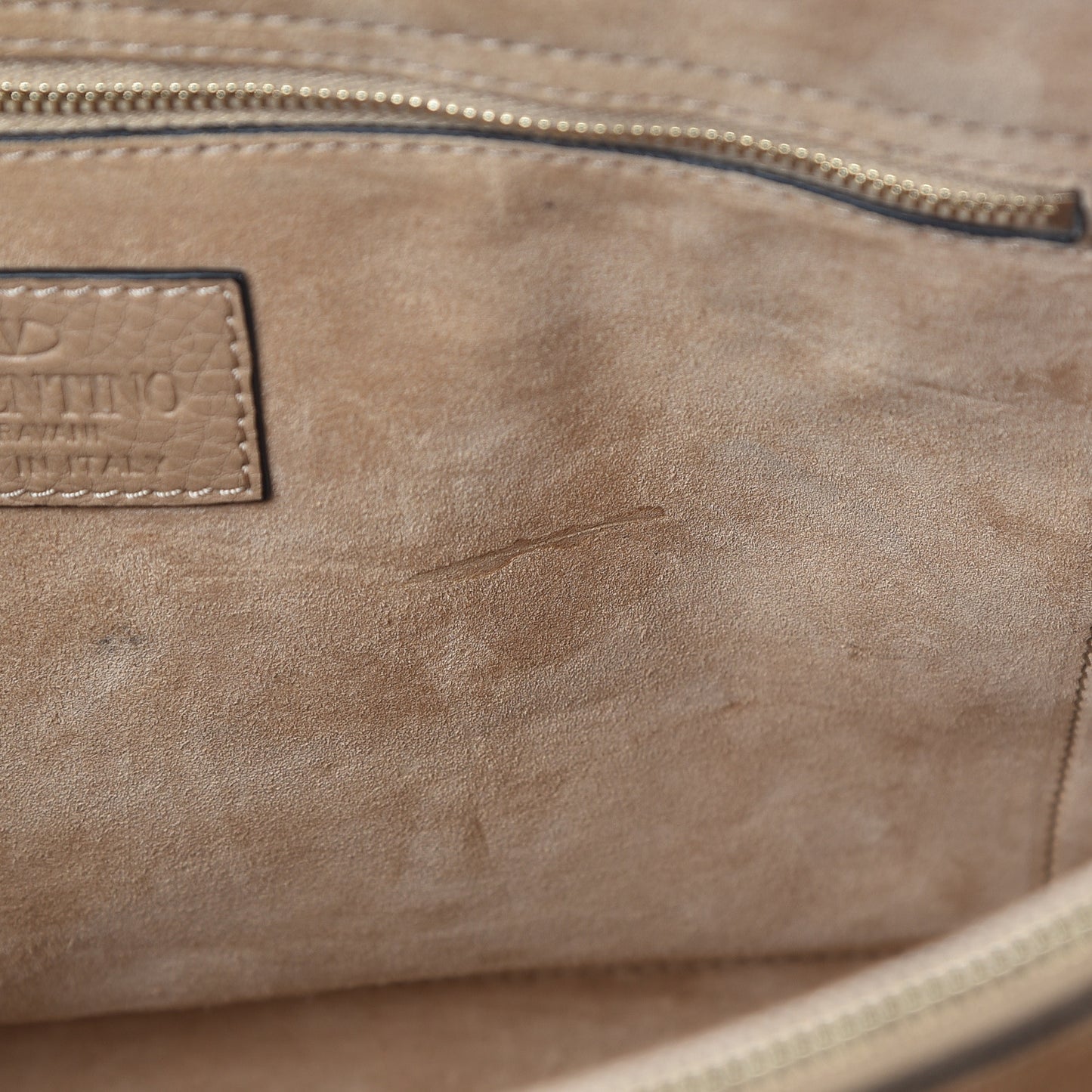Pebbled Calfskin Rockstud Double Handle Tote Camel Rose