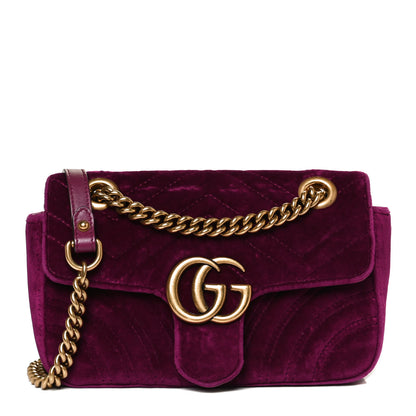 Gucci Velvet Matelasse Mini GG Marmont Shoulder Bag Fuchsia Violet Cyclamen 1 of 13
