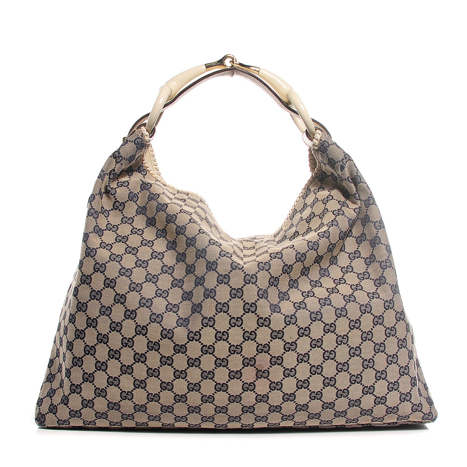 Gucci Monogram Large Horsebit Chain Hobo Navy 1 of 7