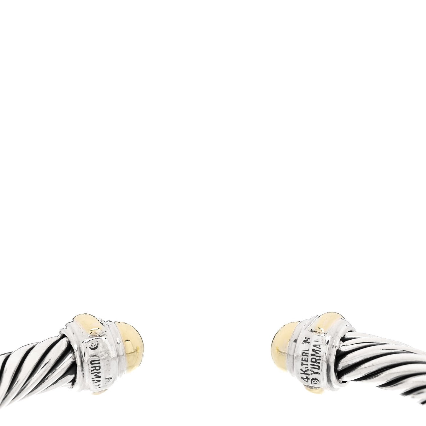Sterling Silver 14K Yellow Gold 7mm Cable Classics Dome Bracelet