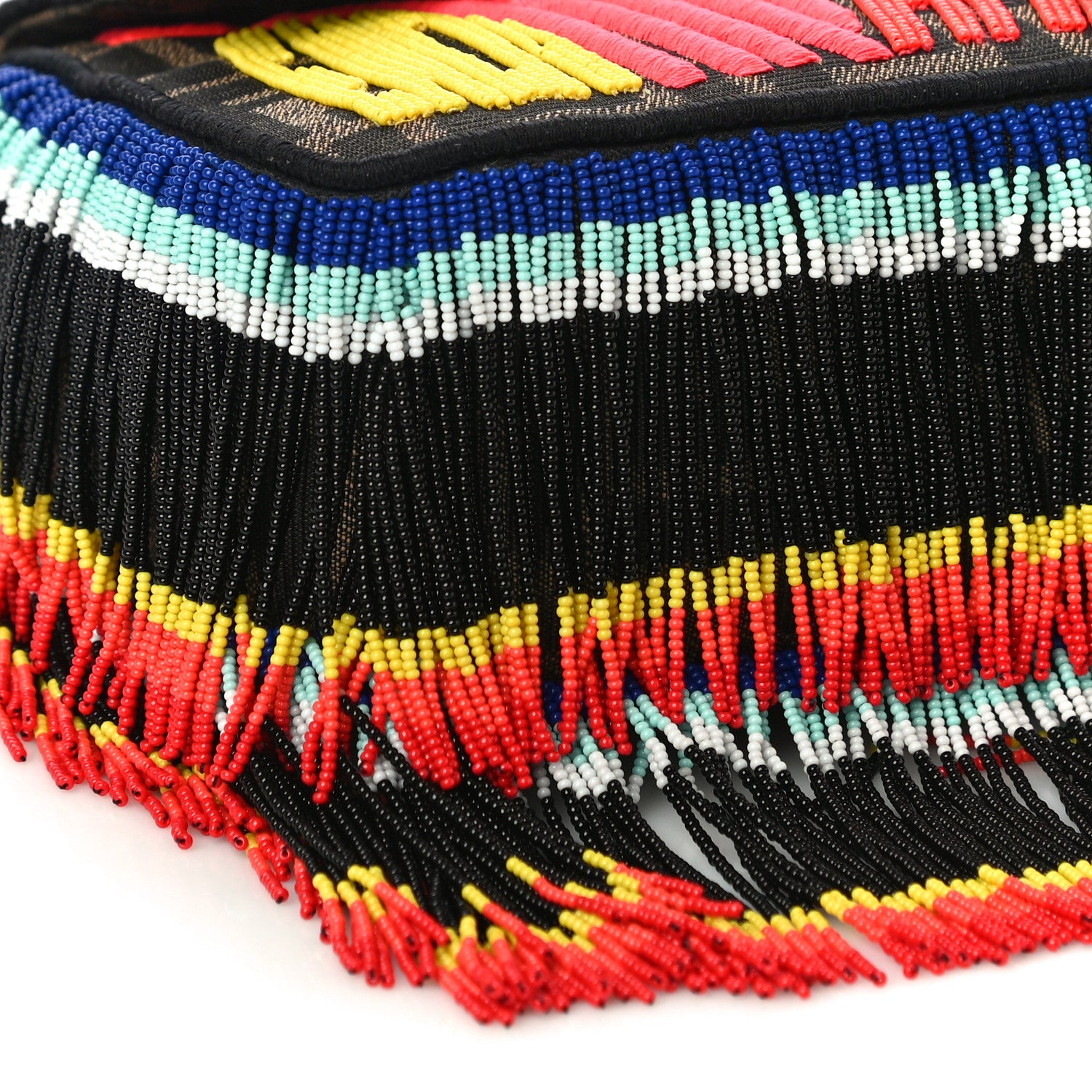 Fendi X PREF Zucca Beaded Roma Amor Baguette Tobacco Multicolor 8 of 10