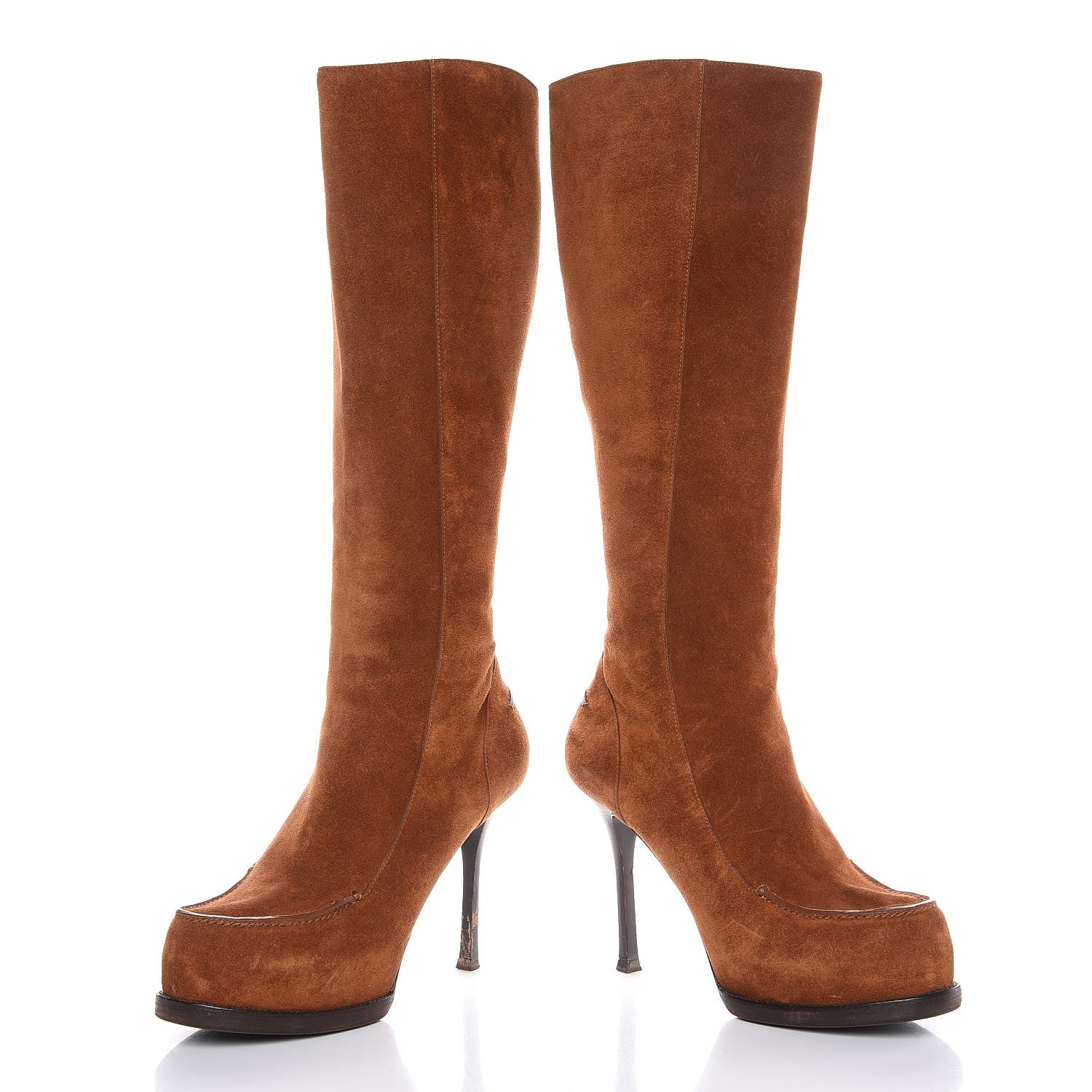 Saint Laurent Suede Platform Boots 38.5 Brown 5 of 12