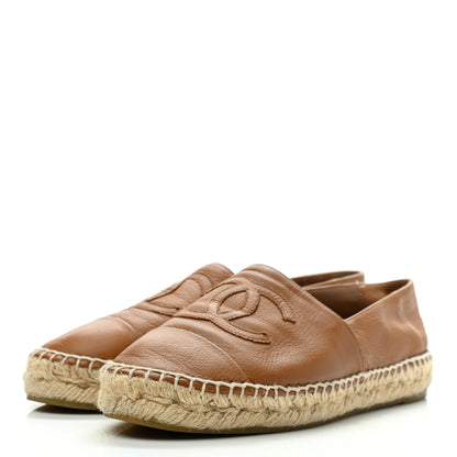 Chanel Calfskin CC Espadrilles 37 Light Brown 3 of 11