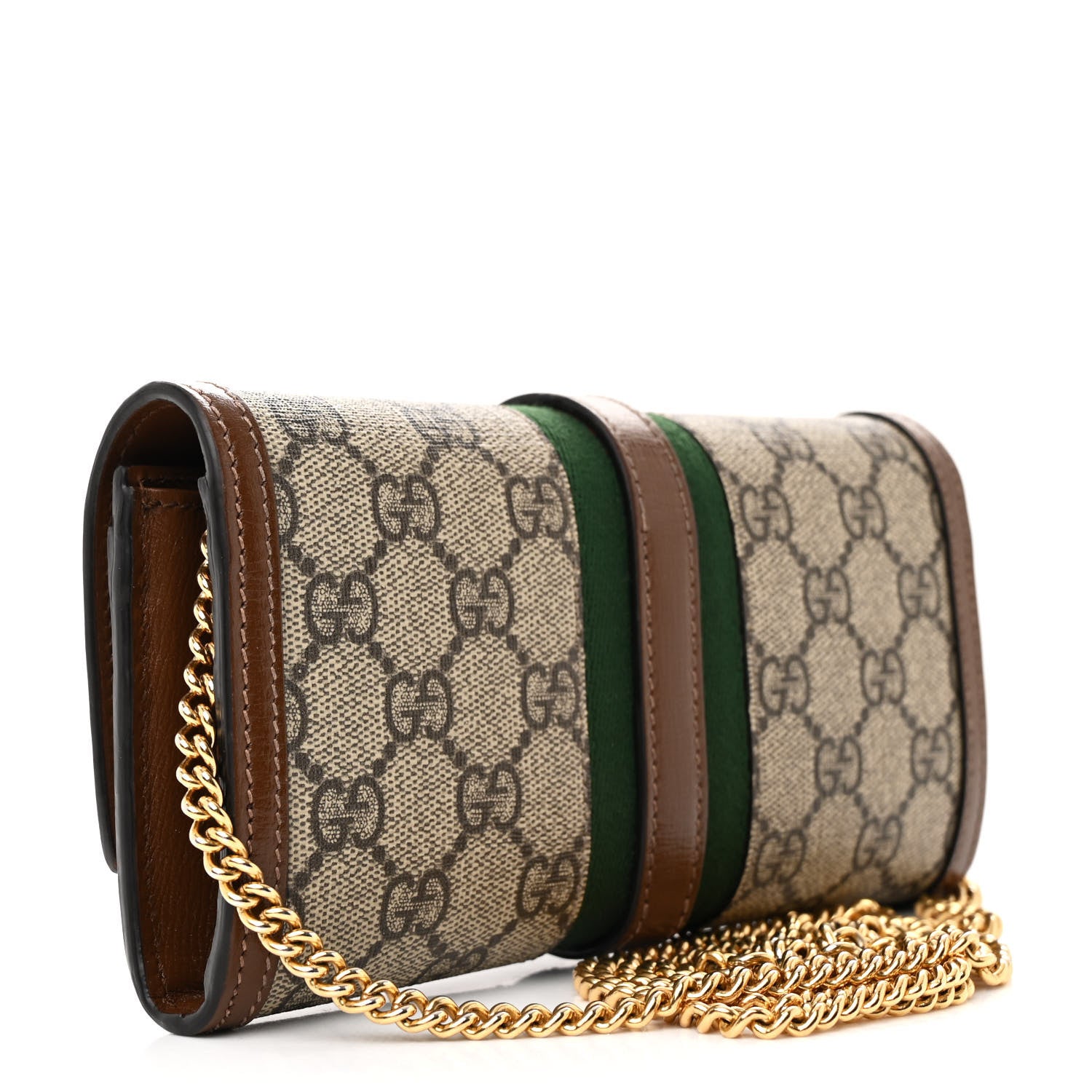 Gucci GG Supreme Monogram Azalea Calfskin Web Jackie 1961 Chain Wallet Beige Ebony Brown Sugar 3 of 12