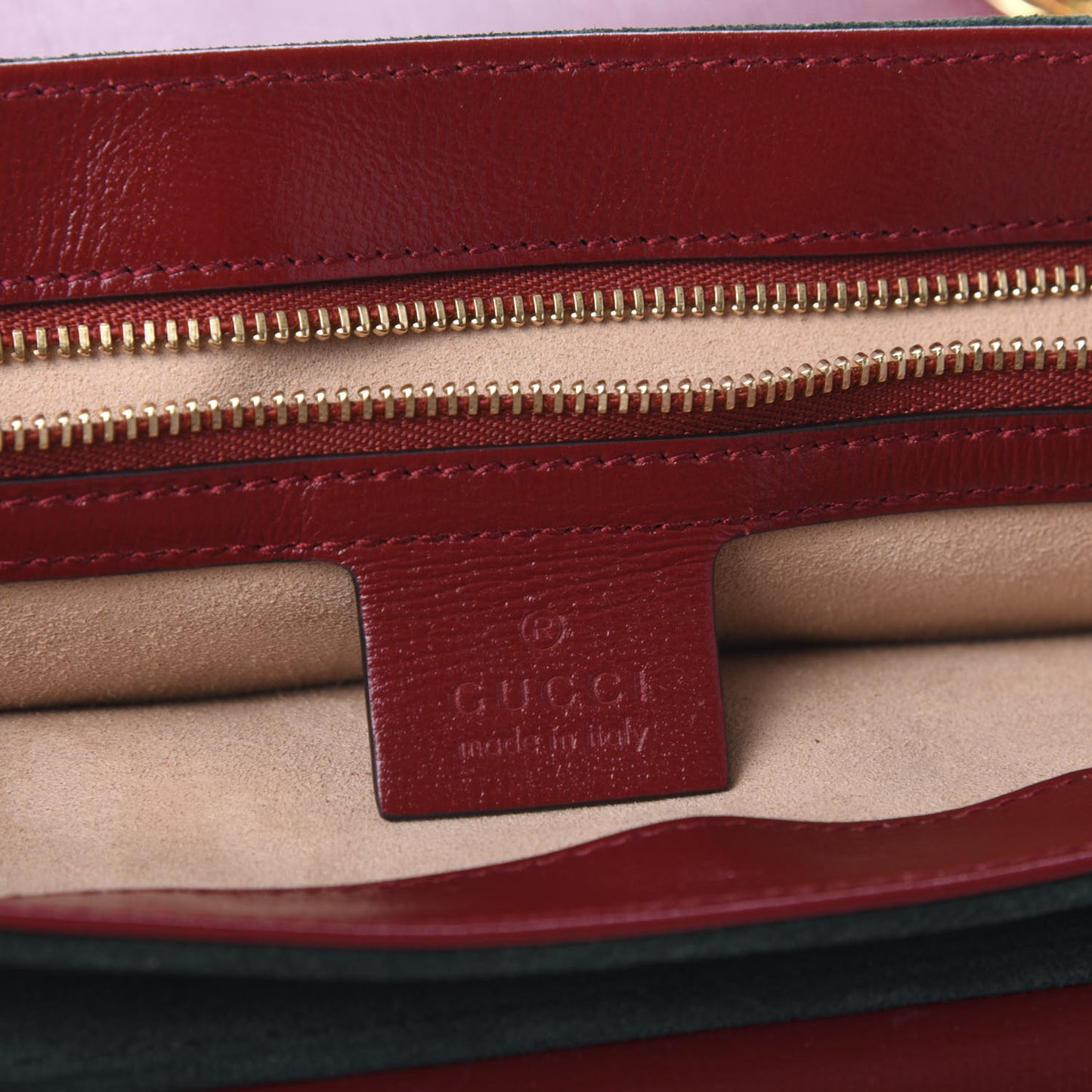 Suede Azalea Calfskin Small Marina Chain Shoulder Bag Green Red