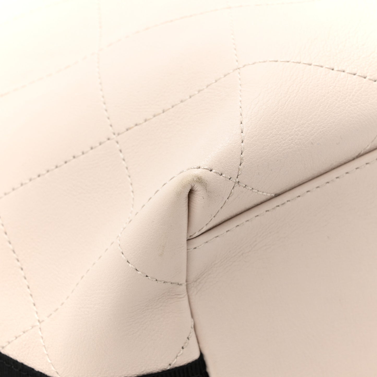 Calfskin Stitched Large Button Up Hobo Ivory Black