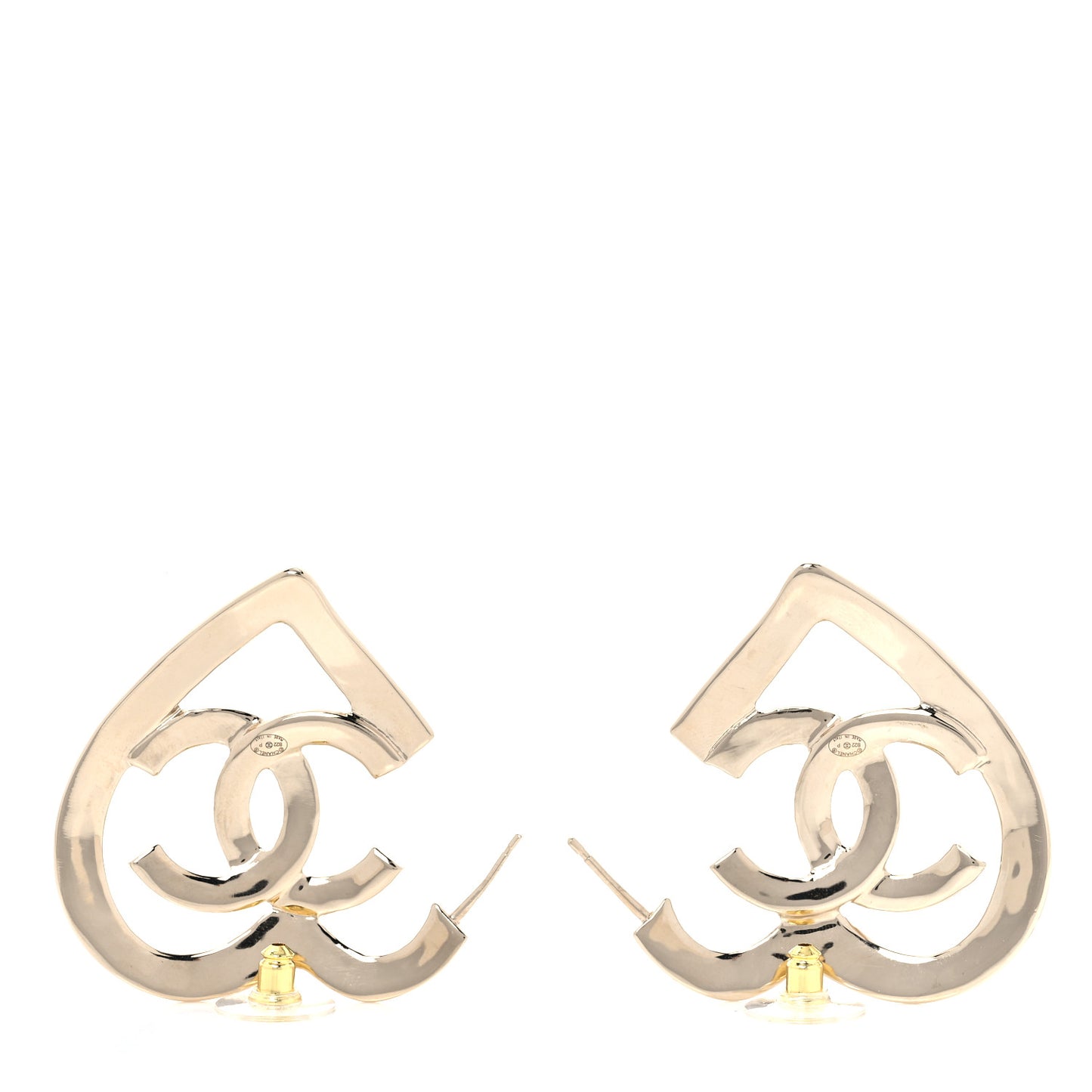 Metal CC Heart Coco In Love Hoop Earrings Gold