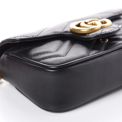 Gucci Calfskin Matelasse Super Mini GG Marmont Shoulder Bag Black 10 of 13