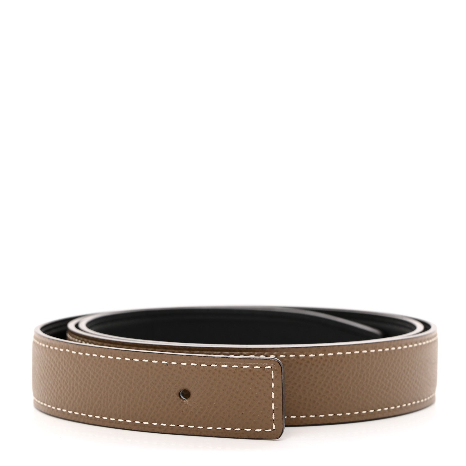 Hermes Swift Epsom 24mm Belt Strap 85 34 Black Etoupe 1 of 8