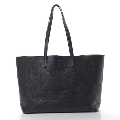 Saint Laurent Calfskin Crocodile Embossed Large Shopper Tote Black 3 of 14