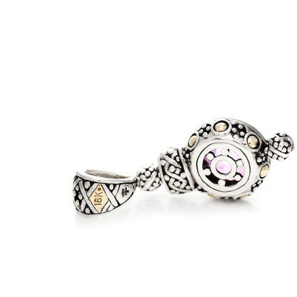 John Hardy Sterling Silver 18K Yellow Gold Pink Topaz Diamond Batu Sari Pendant 3 of 5