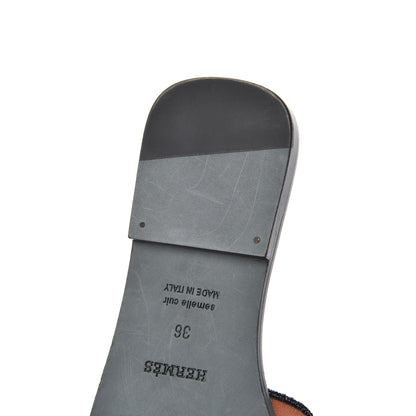 Hermes Suede Goatskin Crystal Oran Sandals 36 Rose Bubinga Black 10 of 13